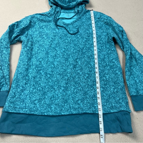 Athleta Hoodie Women XS Blue Sundown Alliance Flower Texture Borealis Sweatshirt - Picture 2 of 8